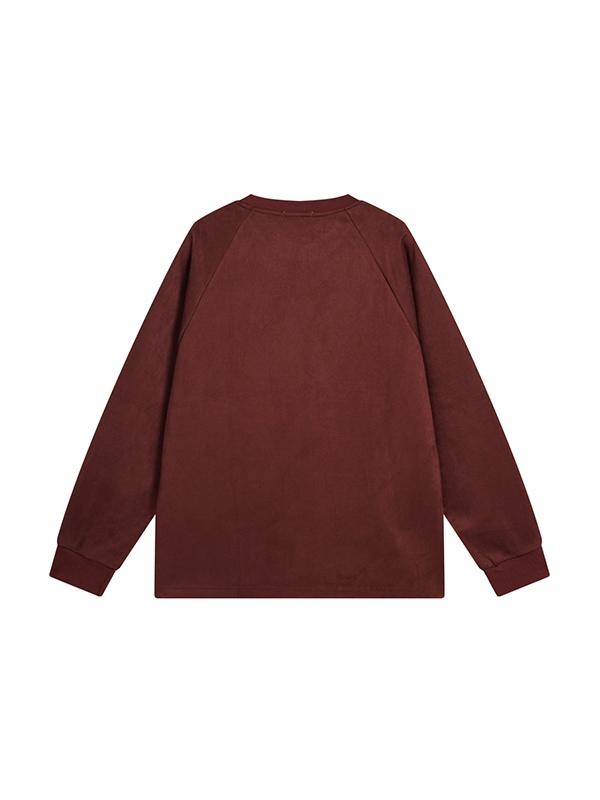 Men's Suede Letter Print Piping Sweatshirt Product Image