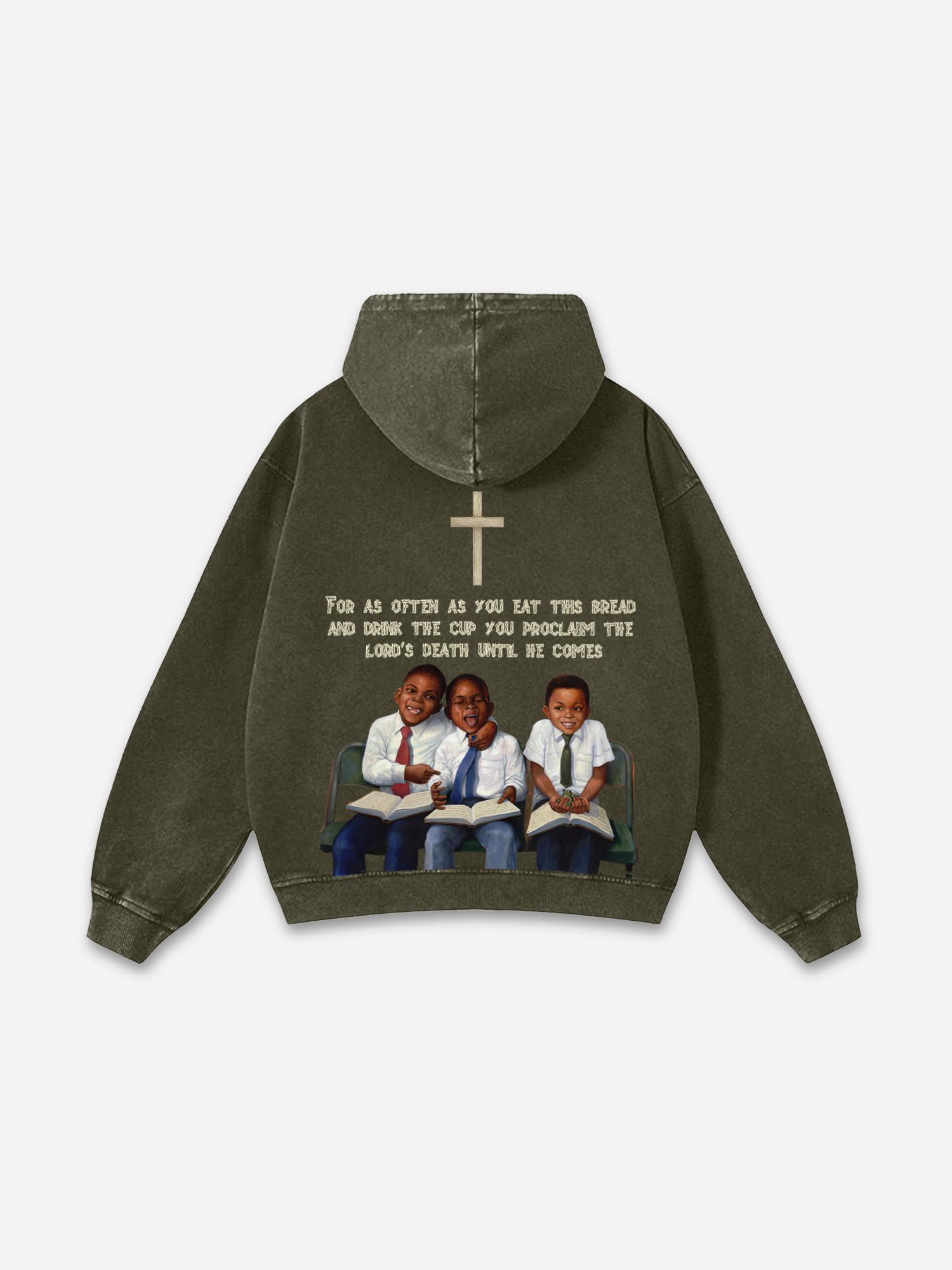 Sopula Vintage Til Death Do Us Part Graphic Acid Washed Hoodie Product Image