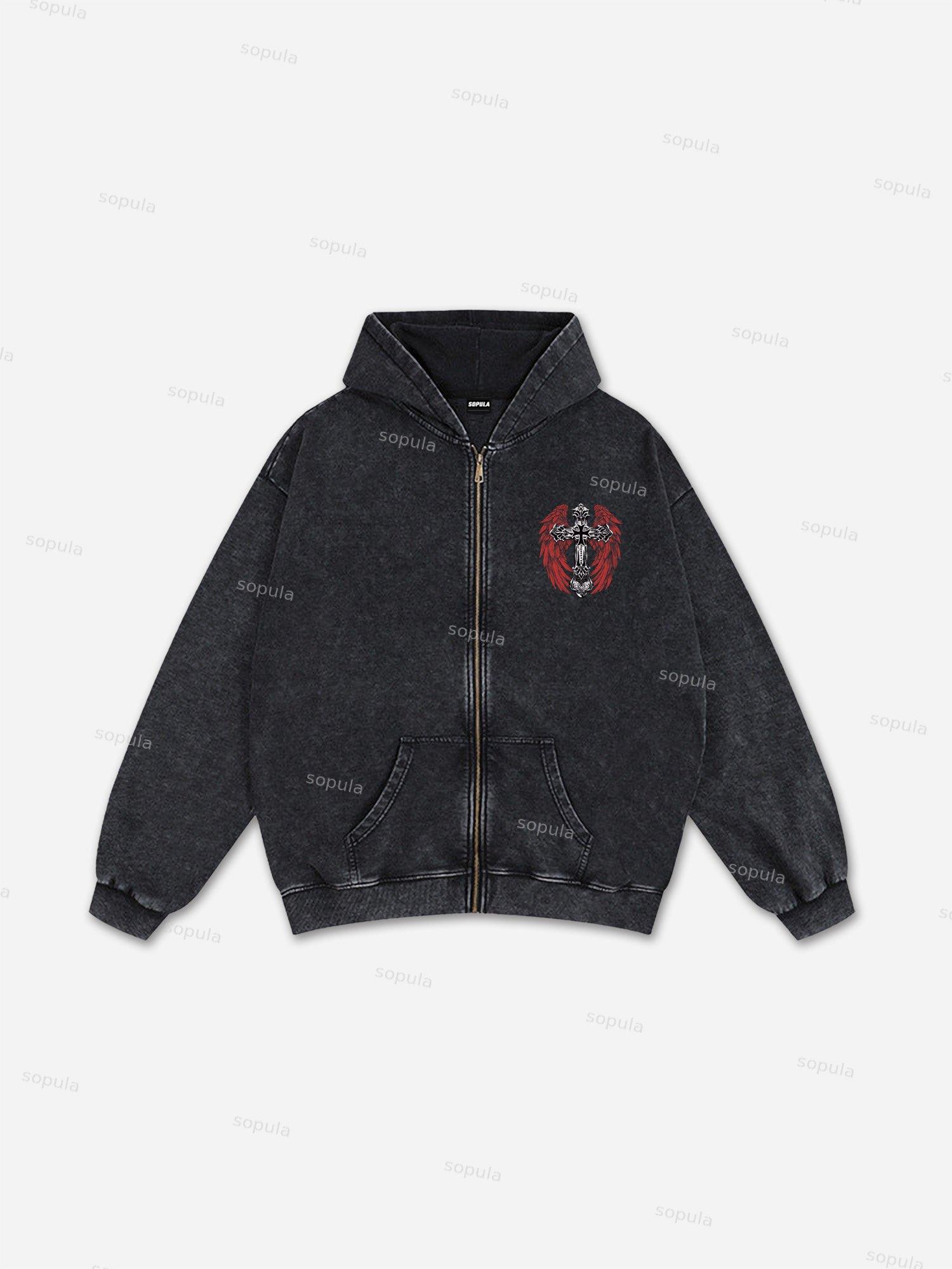 Sopula God's Eye Of Insight Vintage Graphic Washed Hoodie Product Image