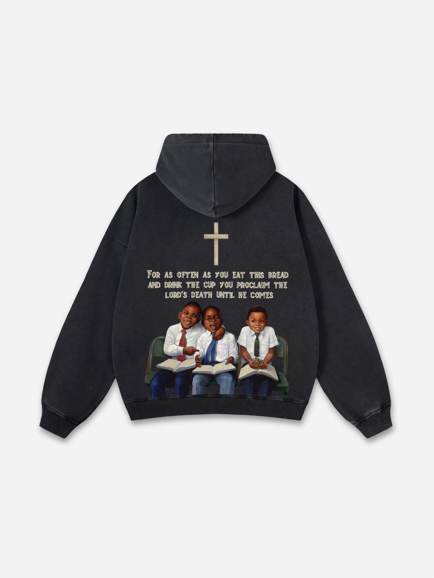 Sopula Vintage Til Death Do Us Part Graphic Acid Washed Hoodie Product Image