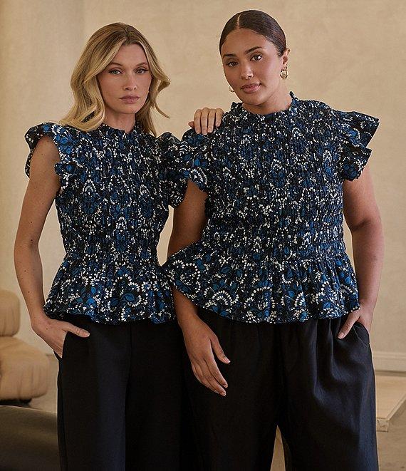 Sugarlips Plus Size Etta Floral Printed Poplin Blouse Product Image