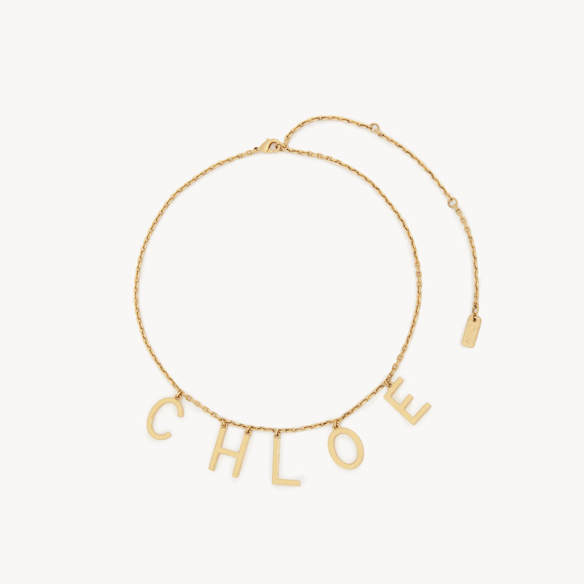 CHLOÉ Metallic Belt With Adjustable Hook Closure And Logo Lettering Charm In Brass Woman In Gold Product Image