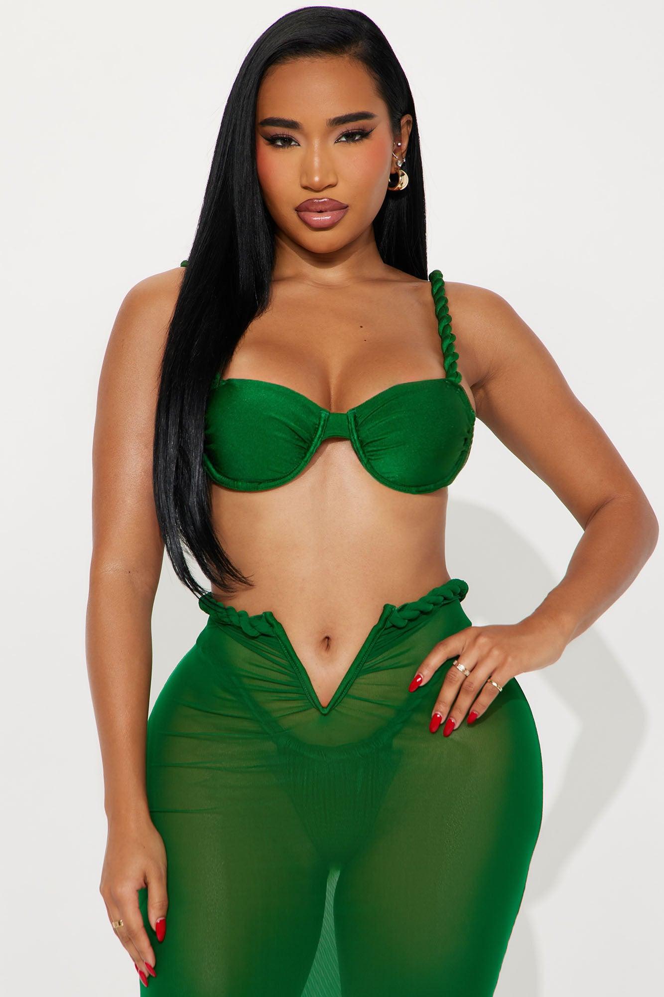 Gaia Rope Underwire 3 Piece Bikini & V-Wire Maxi Skirt Set - Emerald Female Product Image