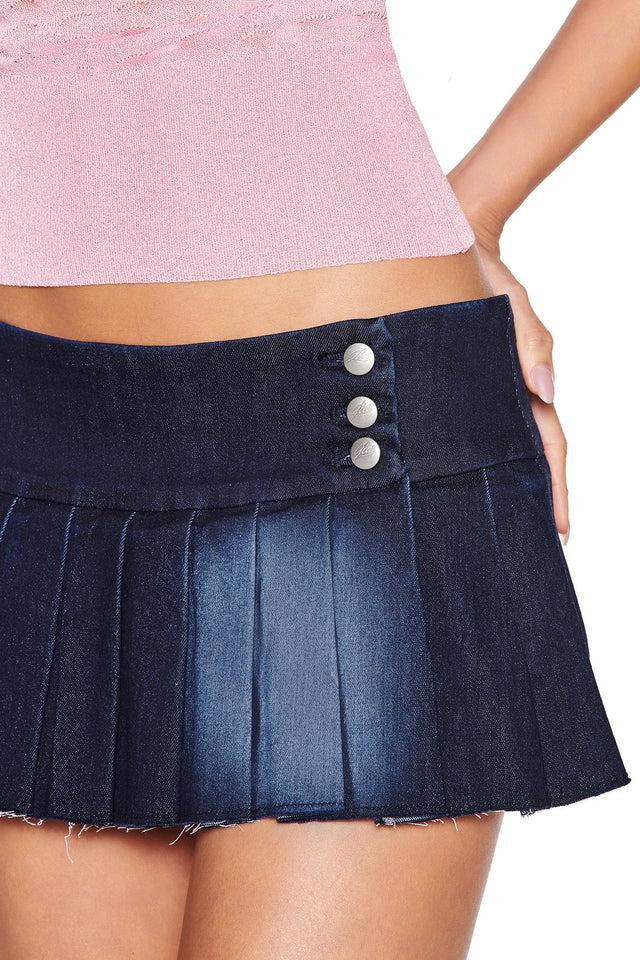 REMINI DENIM SKORT - DARK DENIM BLUE Product Image
