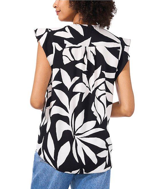 Vince Camuto V Neckline Flutter Sleeve Blouse Product Image