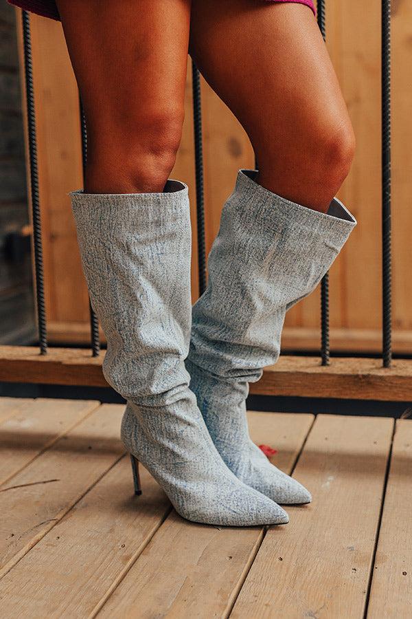 The Raleigh Knee High Denim Boot Product Image