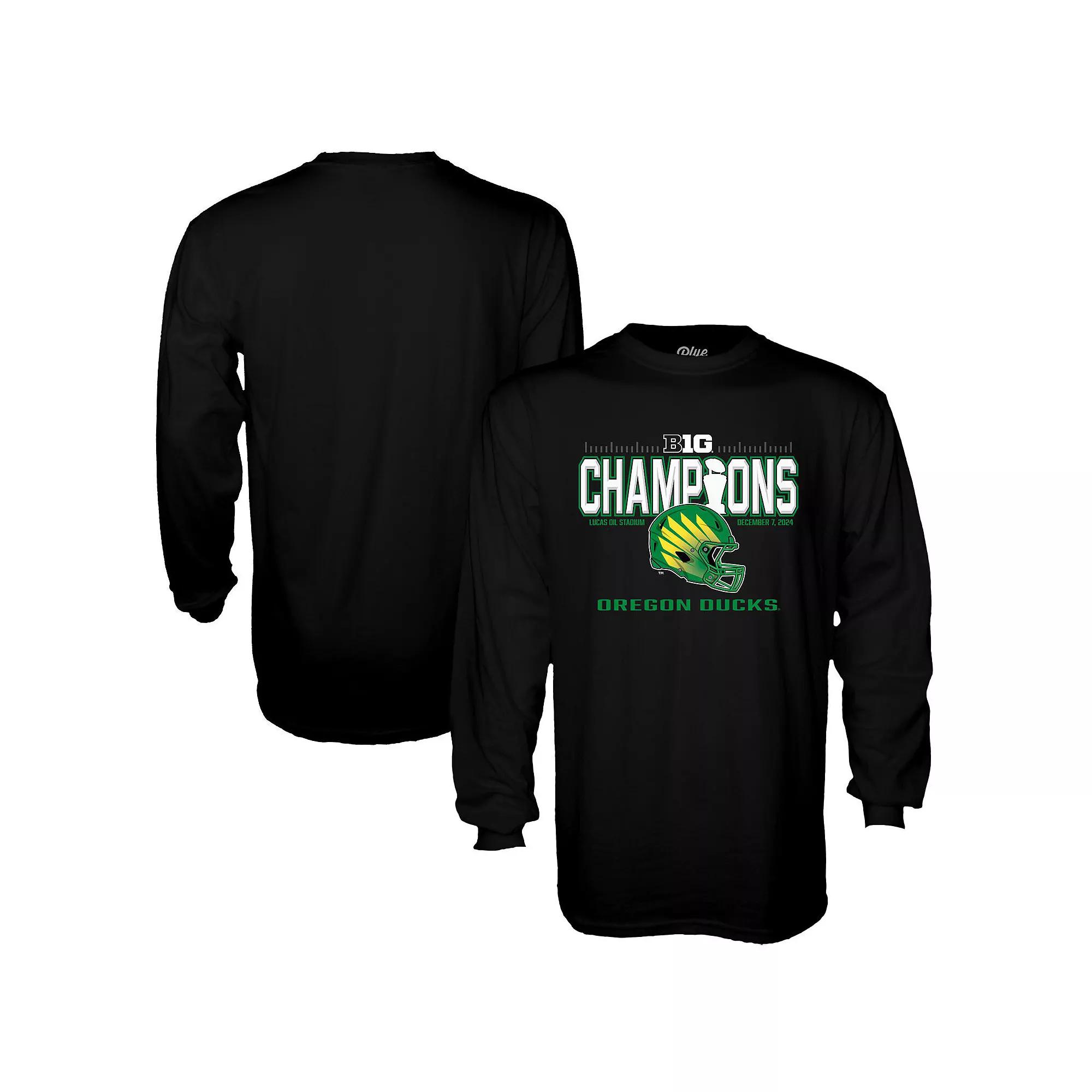 Men's Blue 84 Black Oregon Ducks 2024 Big Ten Football Conference Champions Locker Room Long Sleeve T-Shirt, Size: Small Product Image
