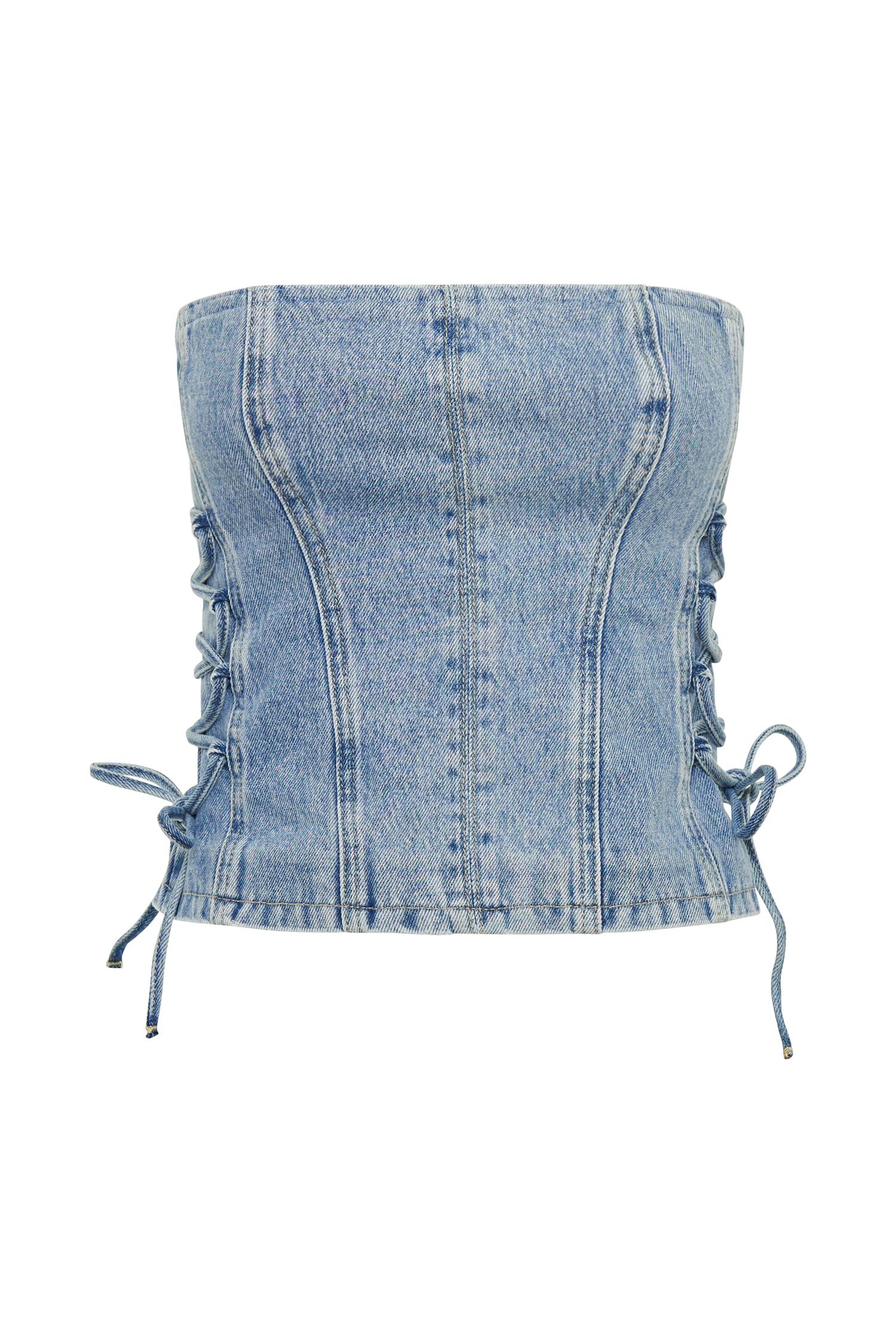 Scheana Denim Corset - Mid Blue Product Image