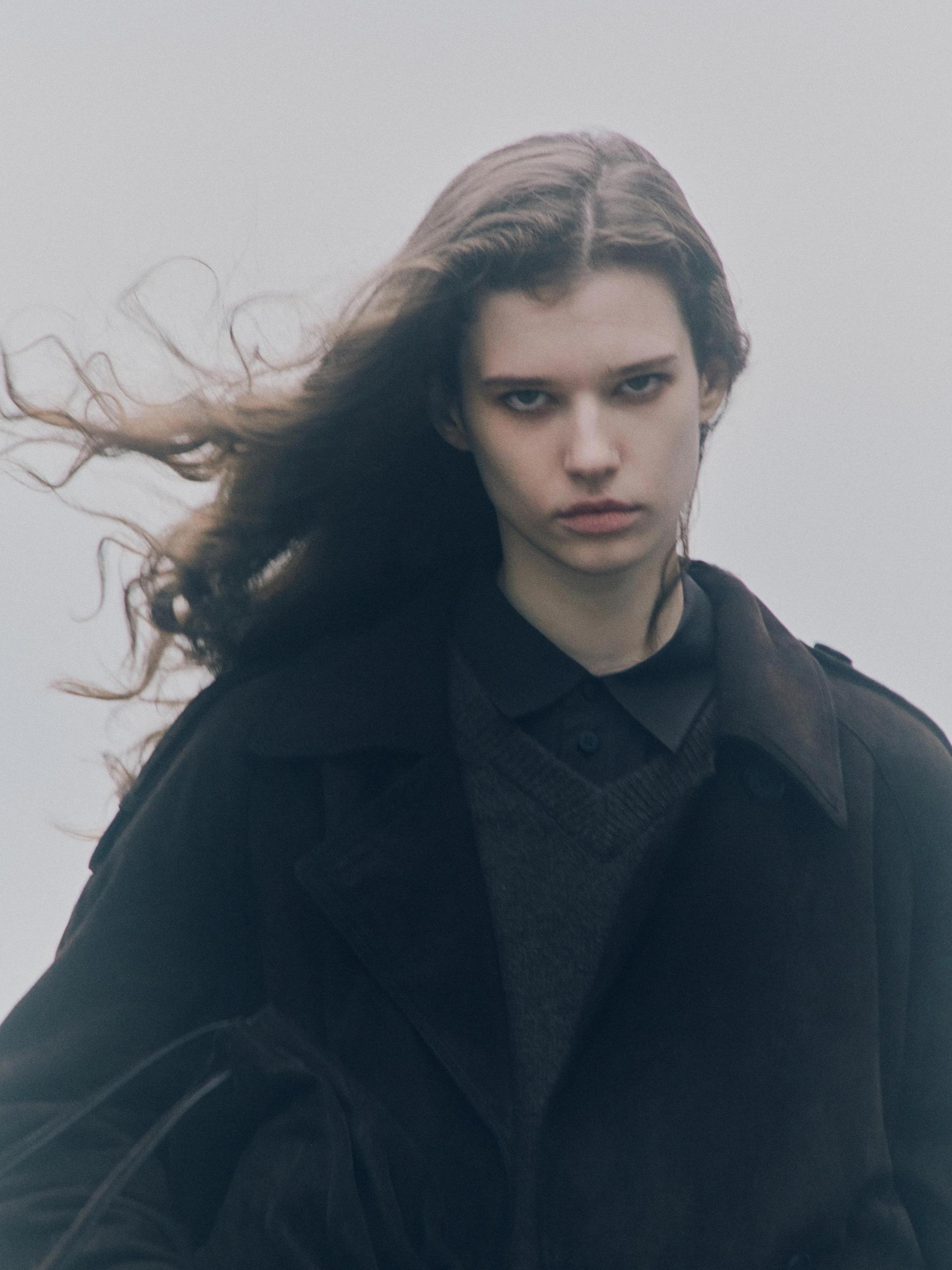 Long suede leather trench coat Product Image