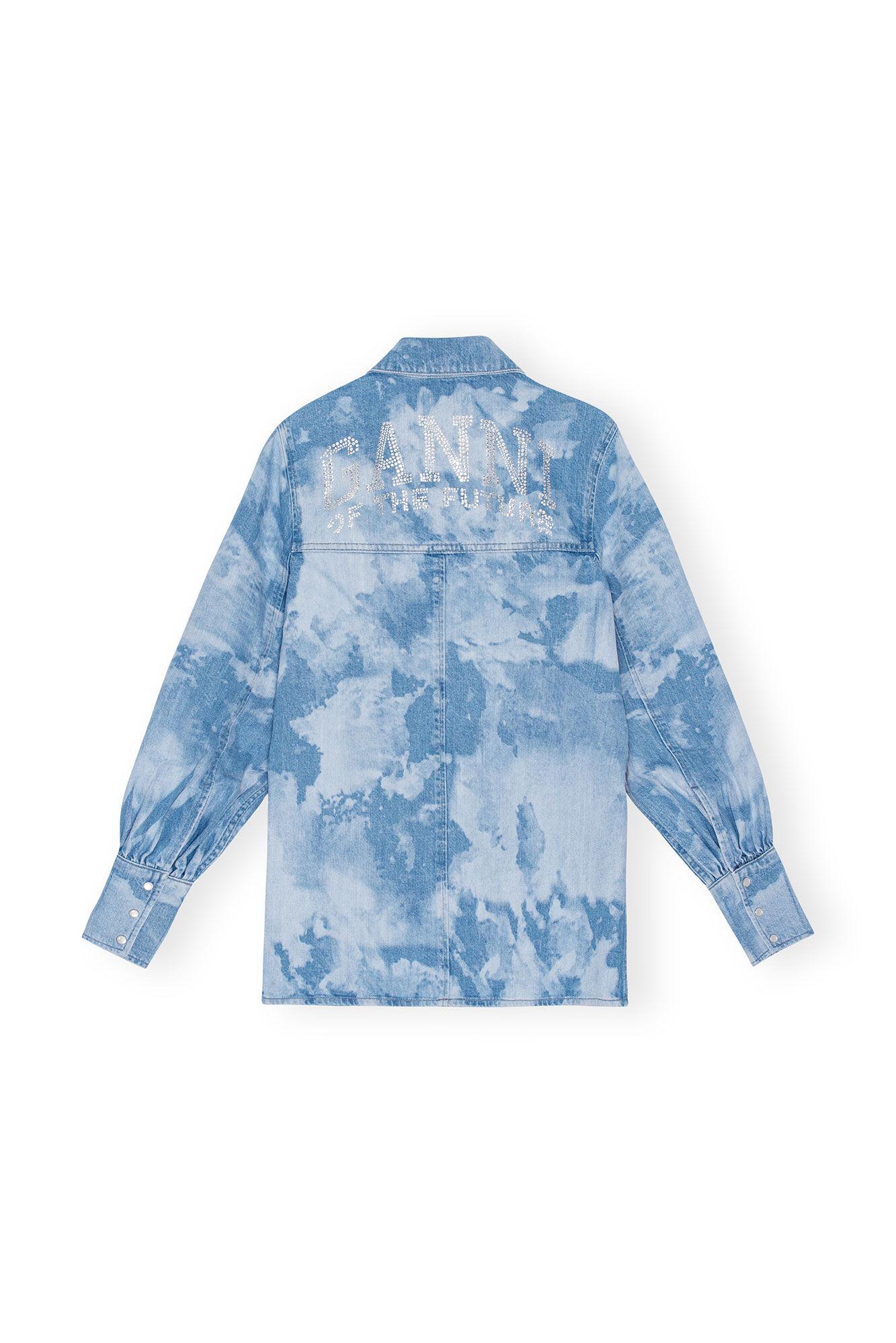 Blue Bleach Denim Shirt Product Image