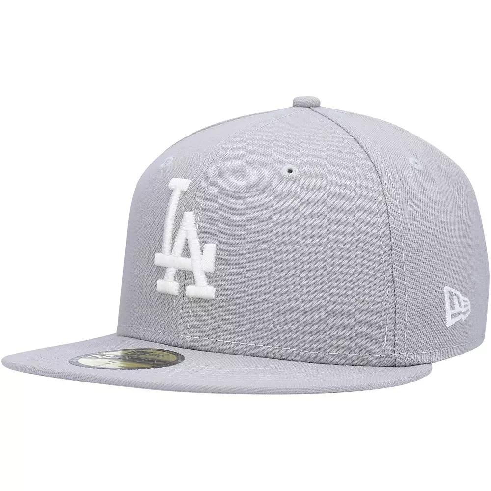 Men's New Era Gray Los Angeles Dodgers Logo White 59FIFTY Fitted Hat, Size: 7 3/4, Grey Product Image