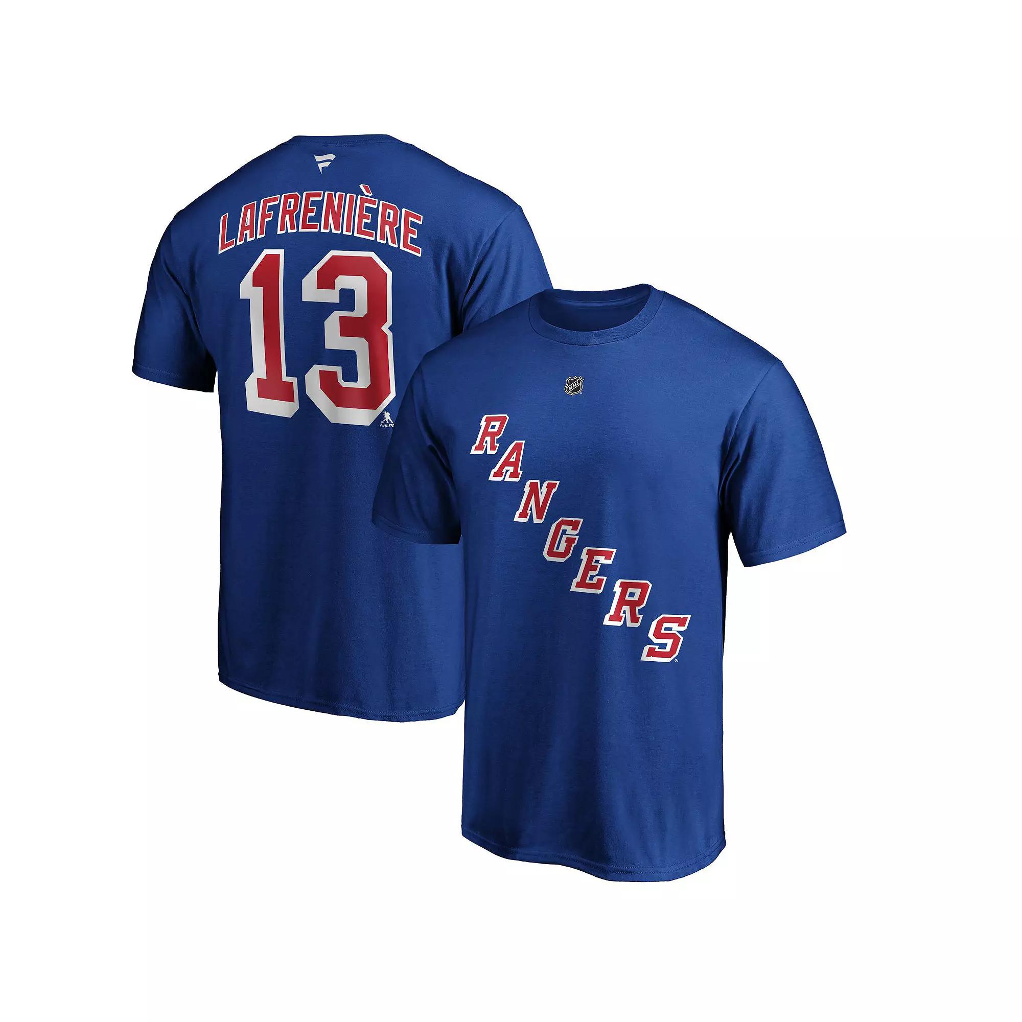Men's Fanatics Branded Alexis Lafrenière Blue New York Rangers Authentic Stack Name & Number T-Shirt,  Product Image