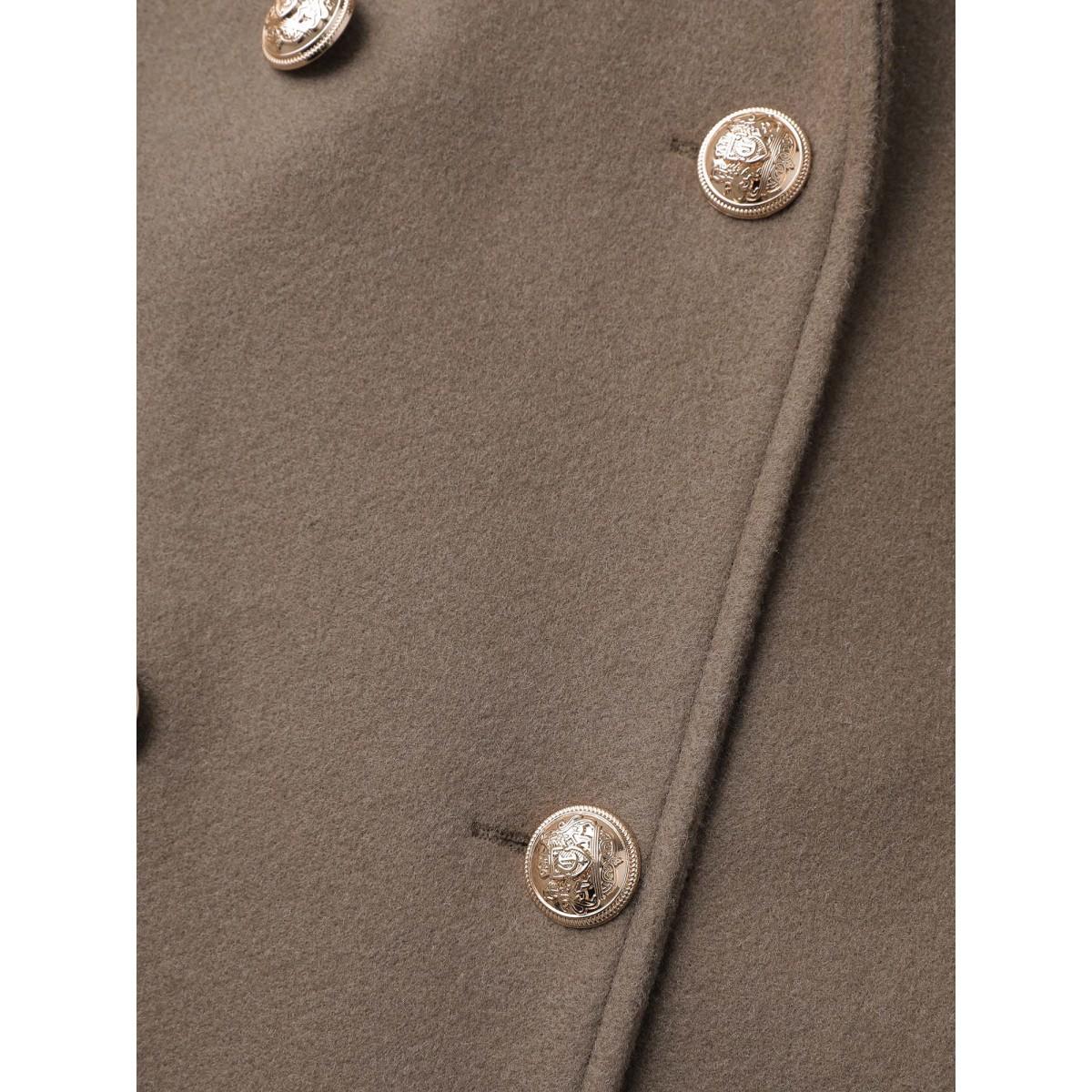 Plus Size Double-Breasted Pockets Notched Lapels Coat Women LightBrown Timeless Button Ladies Elegant Winter Coats BloomChic 26/4X Product Image