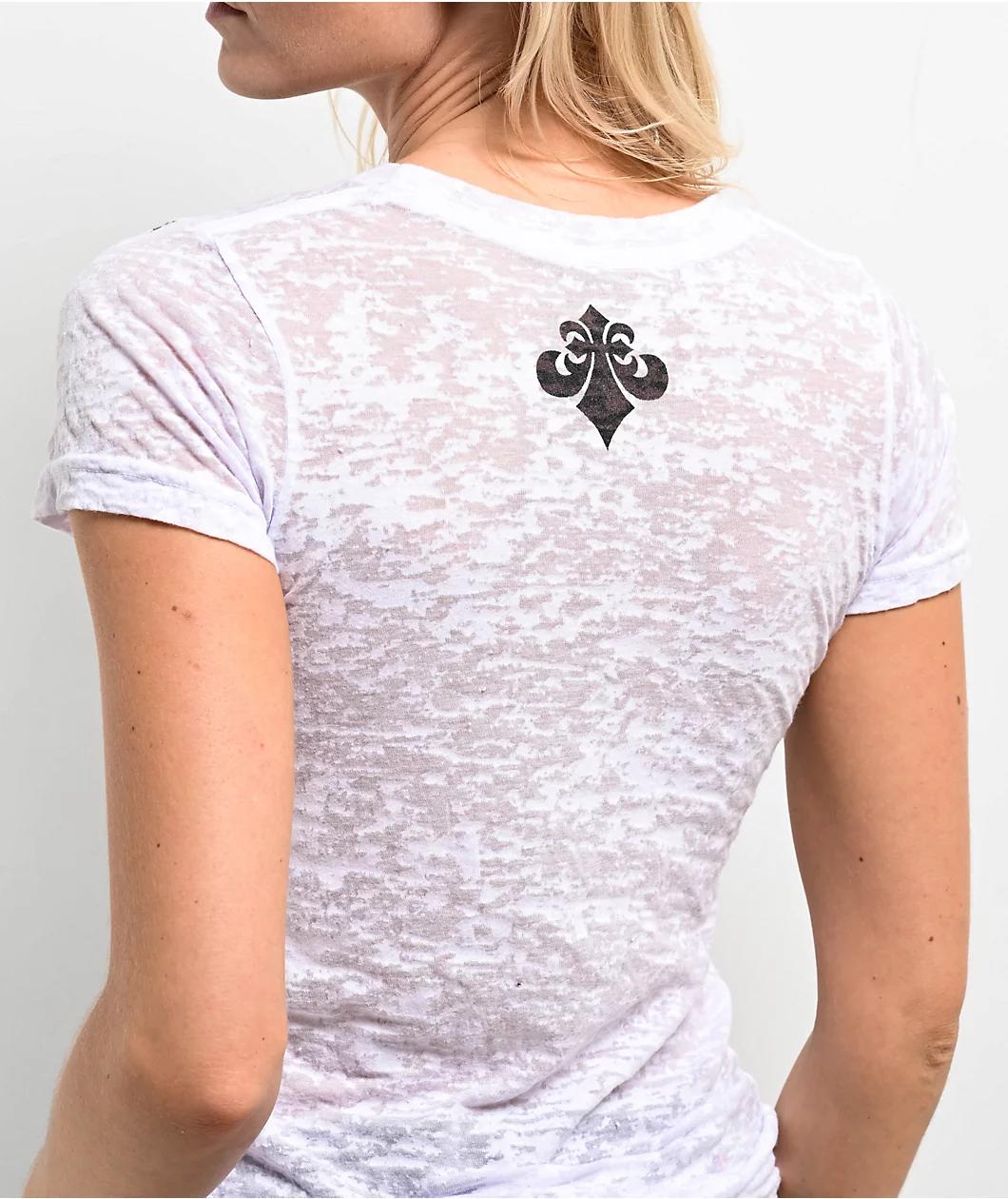 Affliction Amber Rose White Burnout T-Shirt Product Image