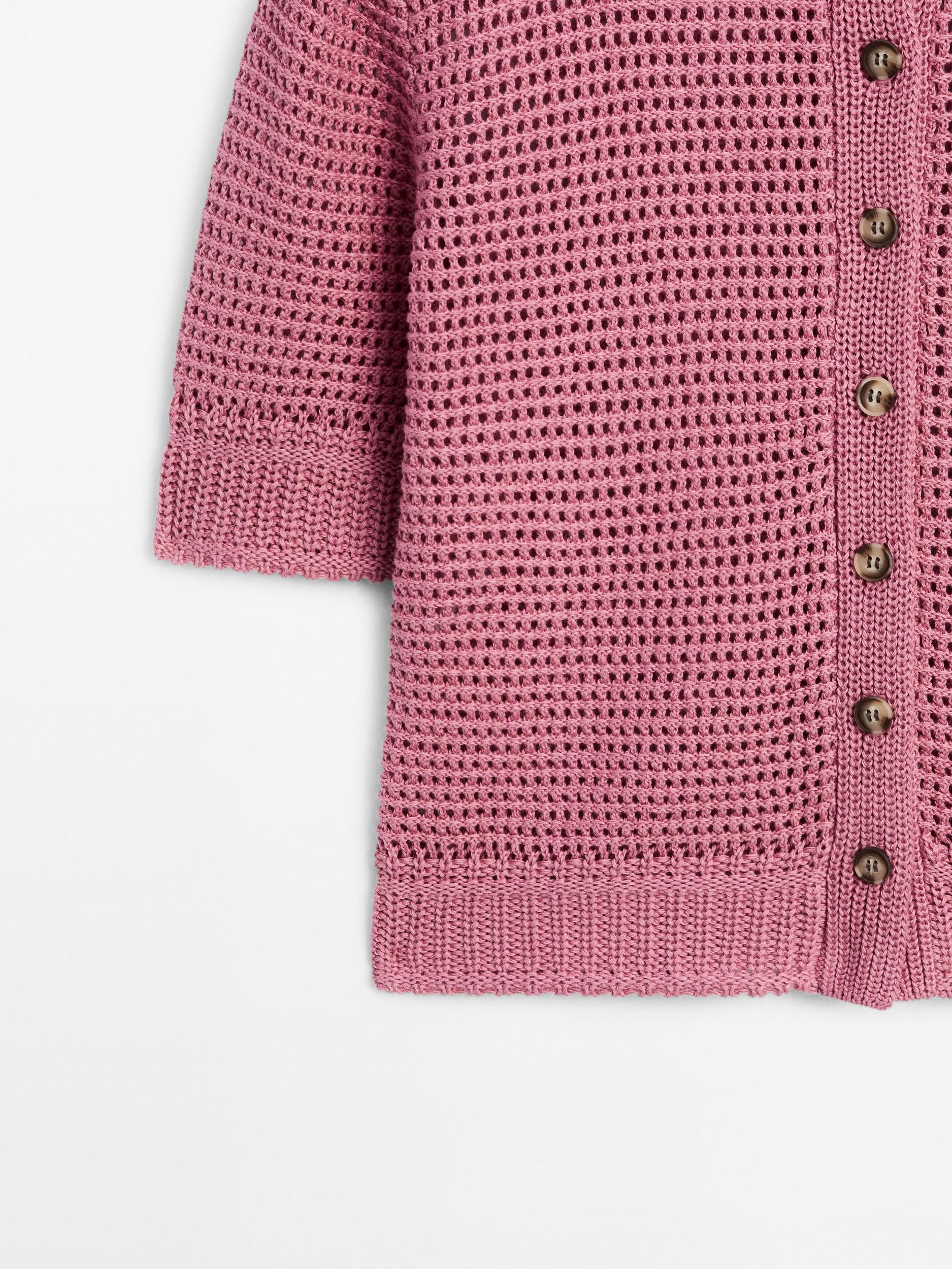 Cotton blend cutwork polo shirt Product Image