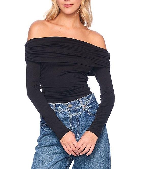 Susana Monaco Off The Shoulder Neck Long Sleeve Gathered Top Product Image