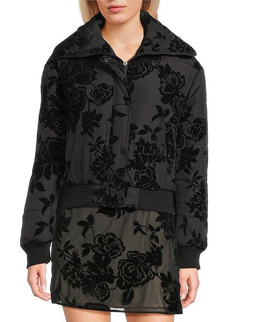 C&V Chelsea & Violet Long Sleeve Flocked Floral Woven Jacket Product Image