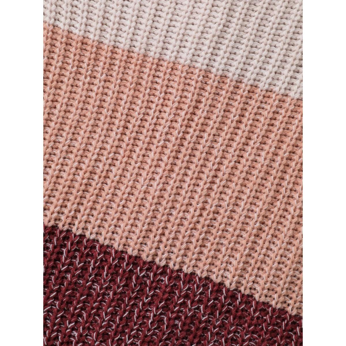 Plus Size Contrast Textured Cable Knit Pullover Rust Women Casual Loose Long Sleeve Round Neck Everyday Pullovers BloomChic 28/5X Product Image