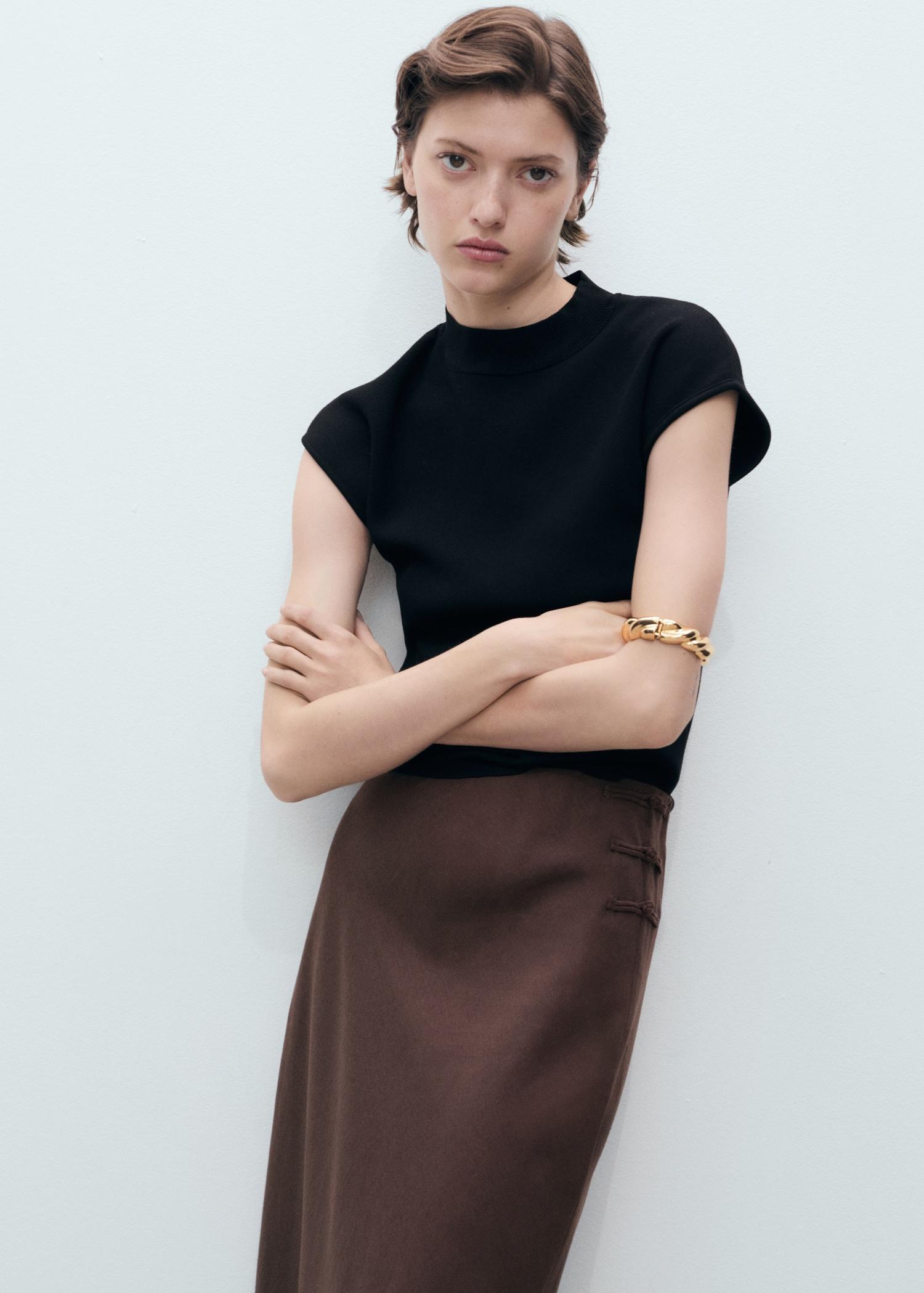 Linen-blend straight skirt - Women | MANGO USA Product Image