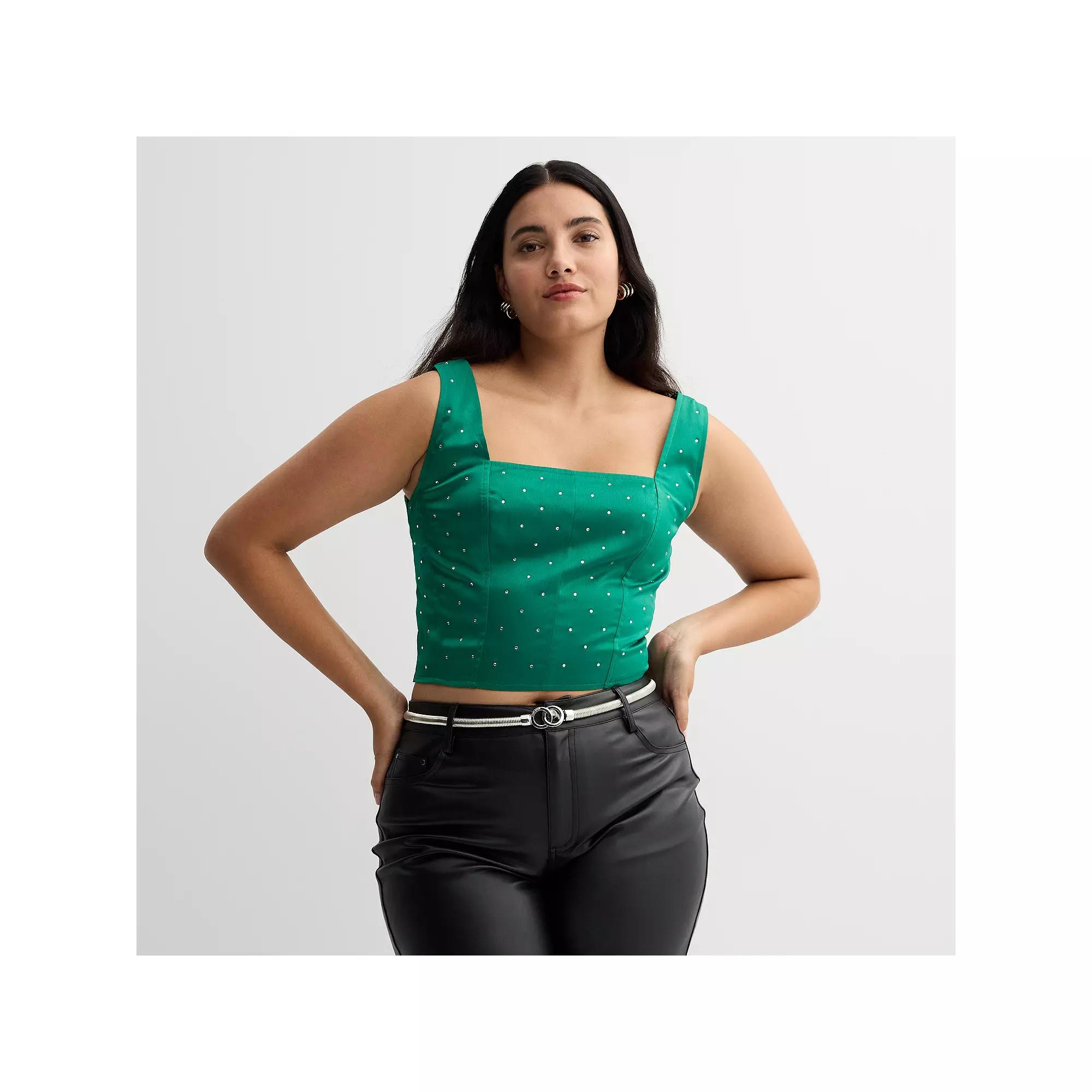 Women's INTEMPO™ Embellished Corset Tank Top, Size: XXL, Green Product Image