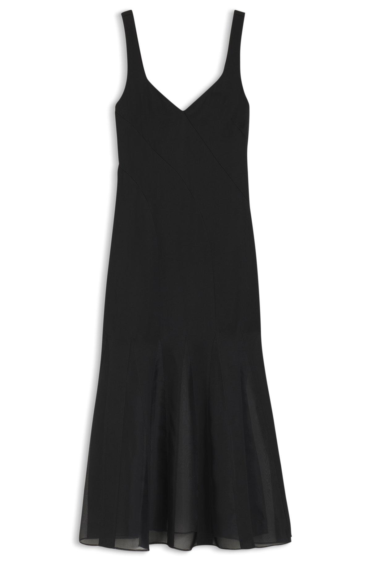 Satin slip dress with organza inserts Product Image