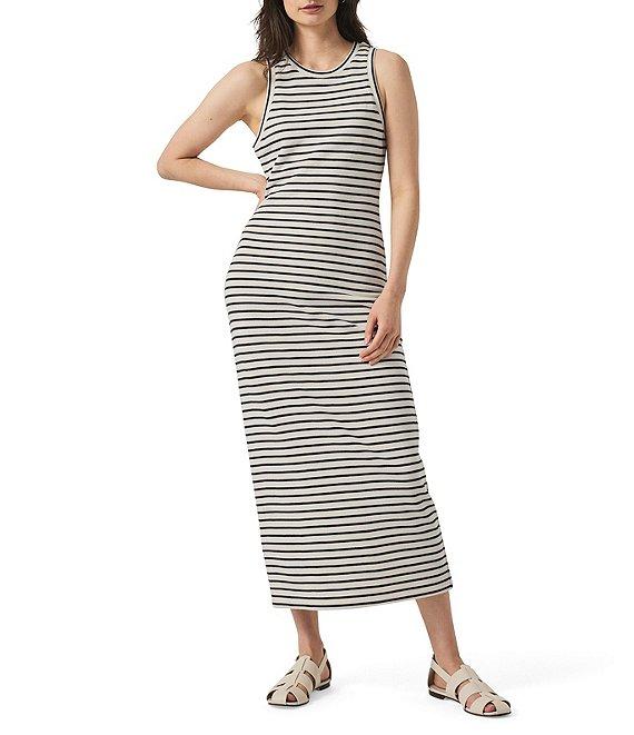 Splendid Whitney Terry Stripe Print Crew Neck Sleeveless Tee Shirt Midi Dress Product Image