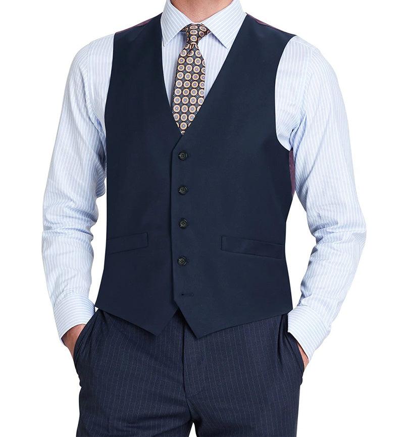 Bevagna Collection - Wool Suit Dress Vest 5 Buttons Regular Fit In Blue Product Image