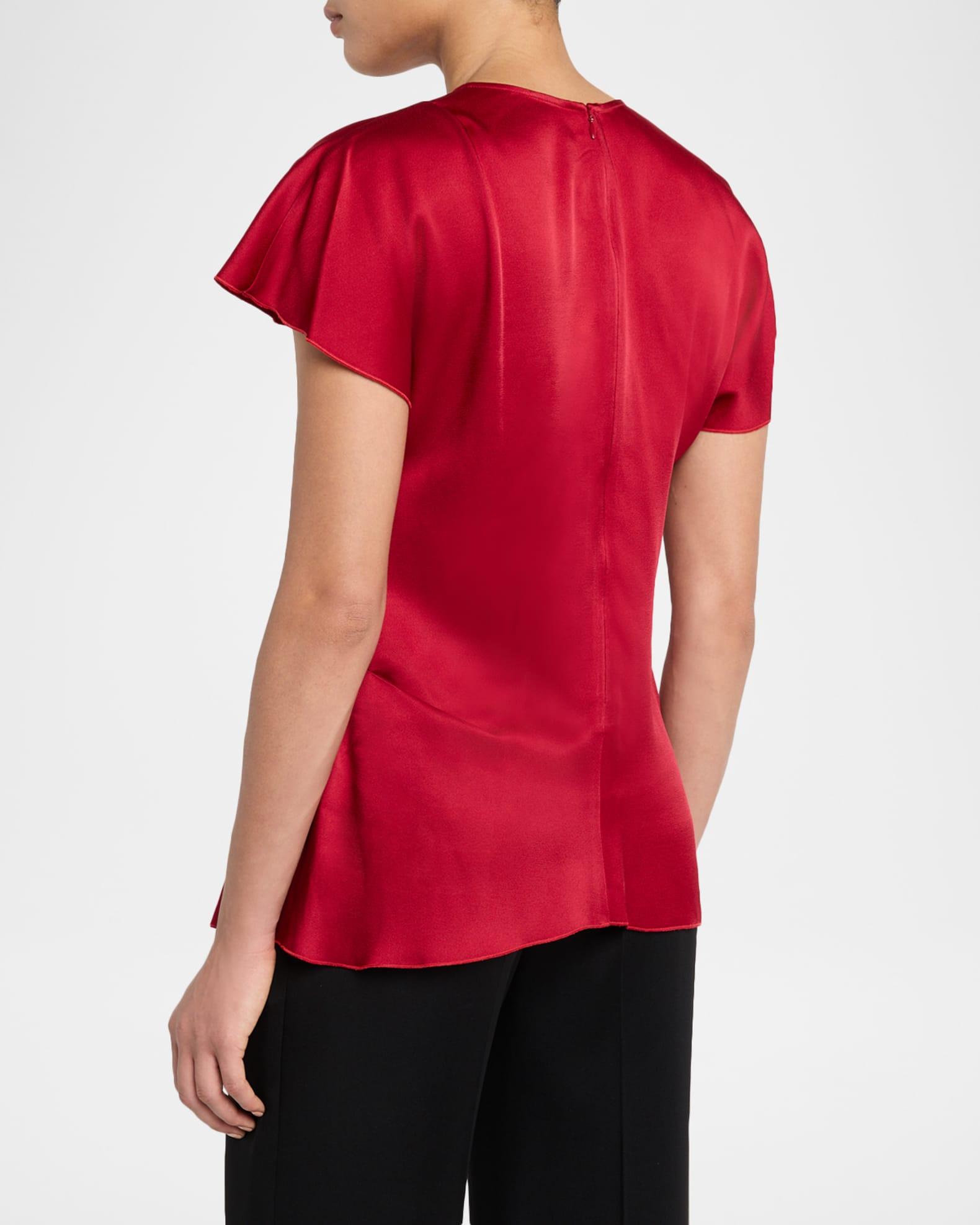 Short-Sleeve Draped Pleat Top Product Image