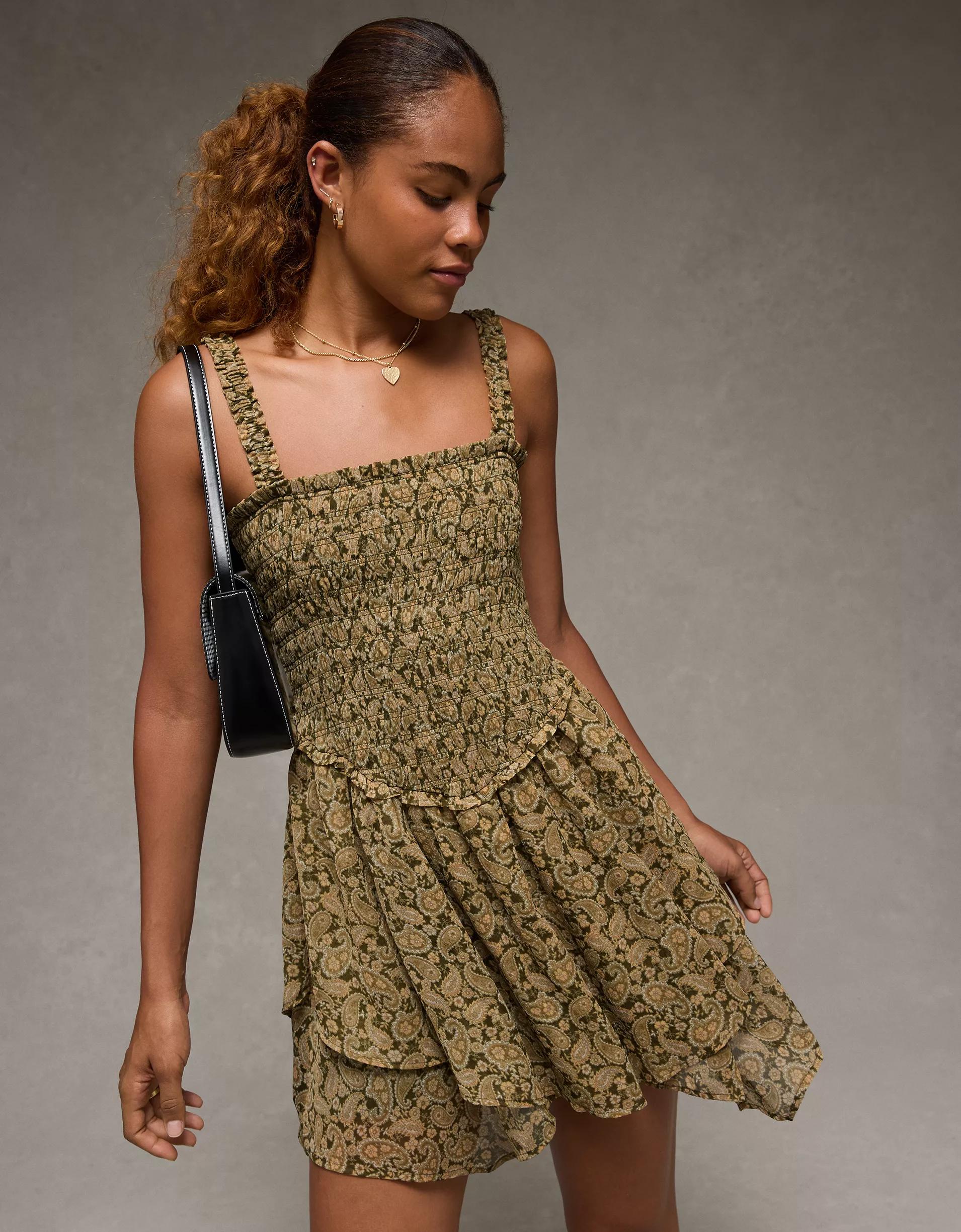 AE Handkerchief Hem Ruffle Floral Mini Dress Product Image