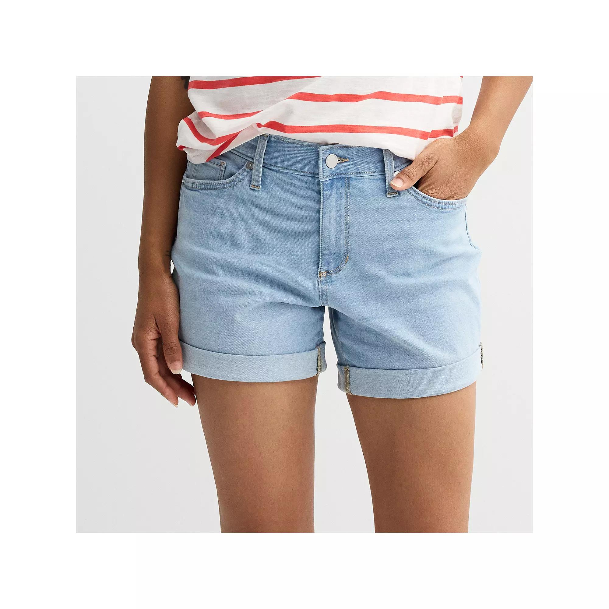 Women's Sonoma Goods For Life® Curvy Mid-Rise Roll Cuff Jean Shorts, Size: 2, Light Blue Product Image