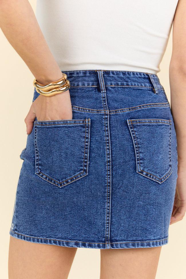 Treble Maker Embroidered Denim Skirt FINAL SALE Product Image