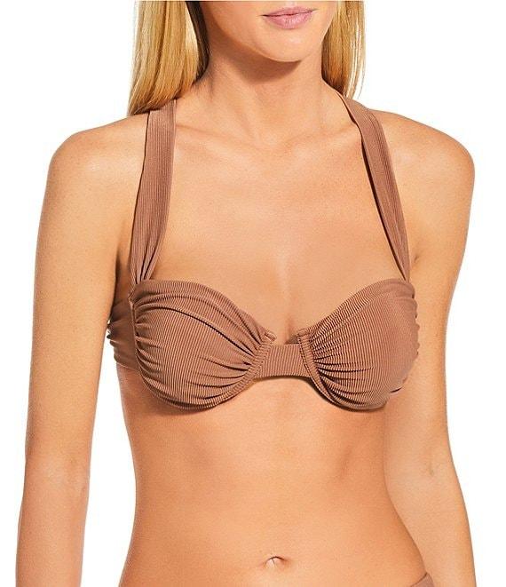 Gianni Bini Solid Ribbed Retro Hipster Swim Bottom Product Image