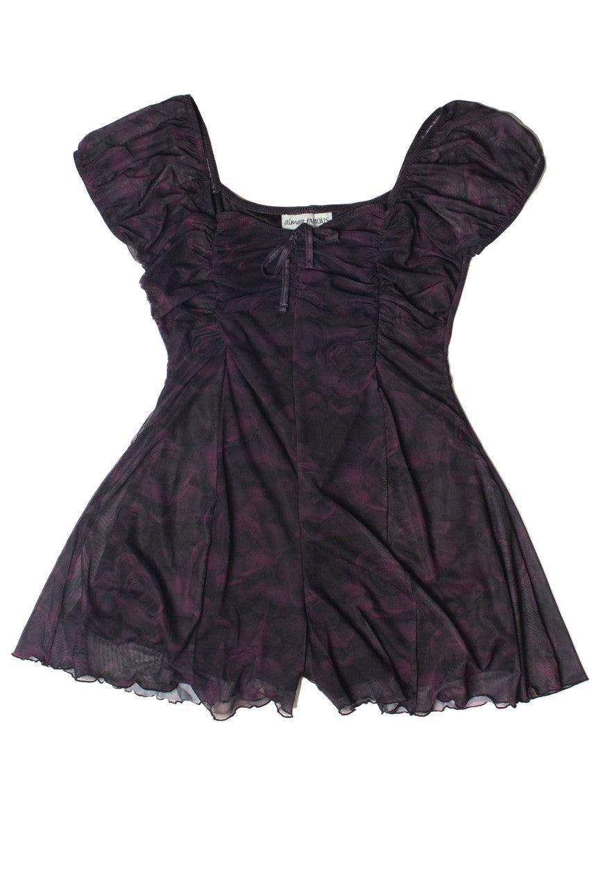 Mesh Ruched Dark Rose Romper Product Image