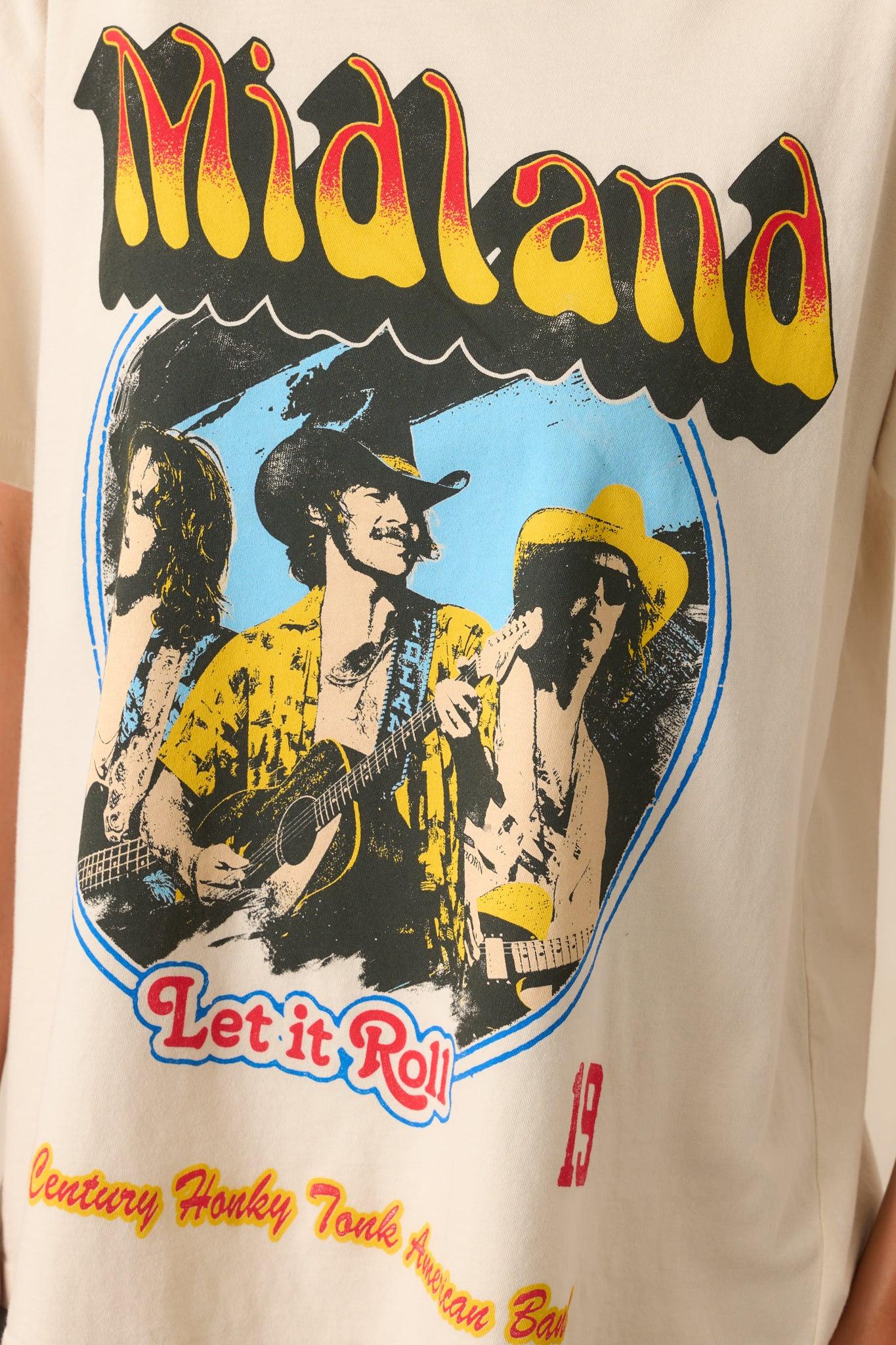 Midland Ivory Cotton Let It Roll Tour Merch Tee Product Image