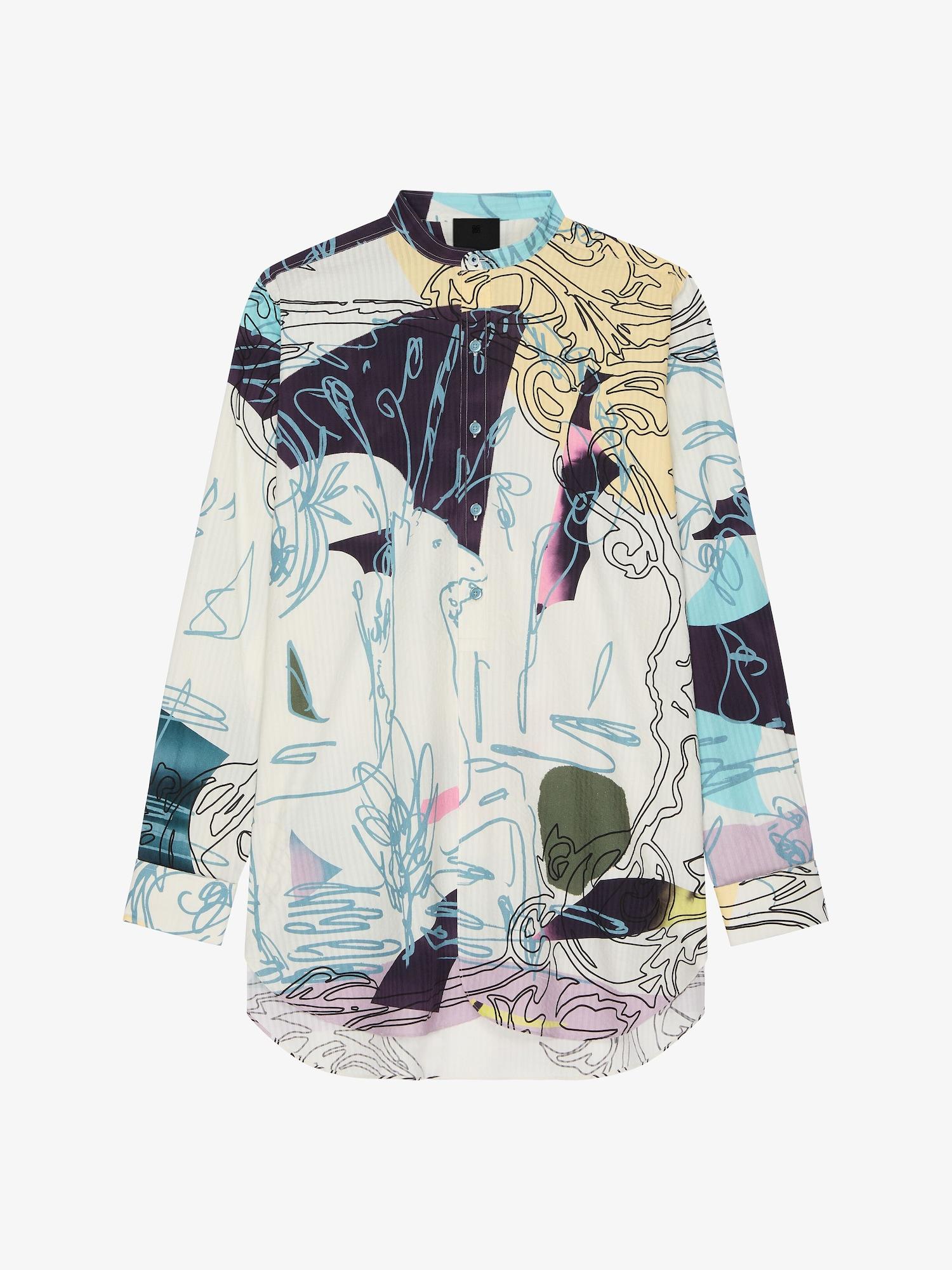 Printed bermuda shorts in seersucker cotton Product Image