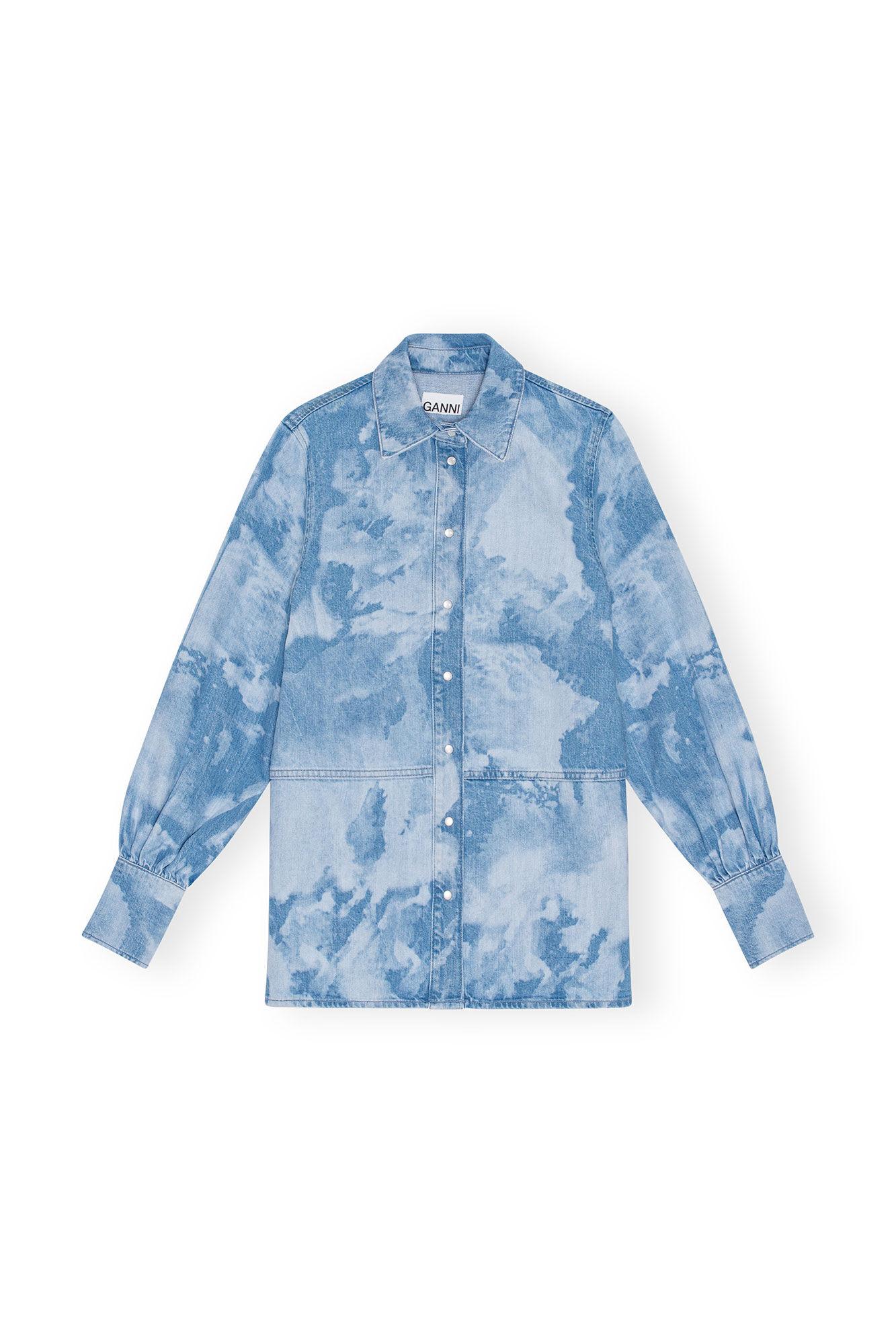 Blue Bleach Denim Shirt Product Image