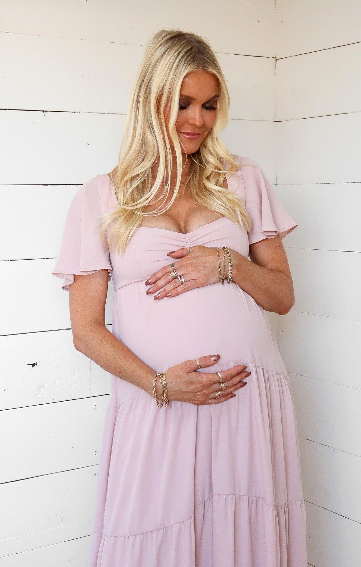 Nicole Maxi Dress ~ Dusty Blush Crisp Product Image