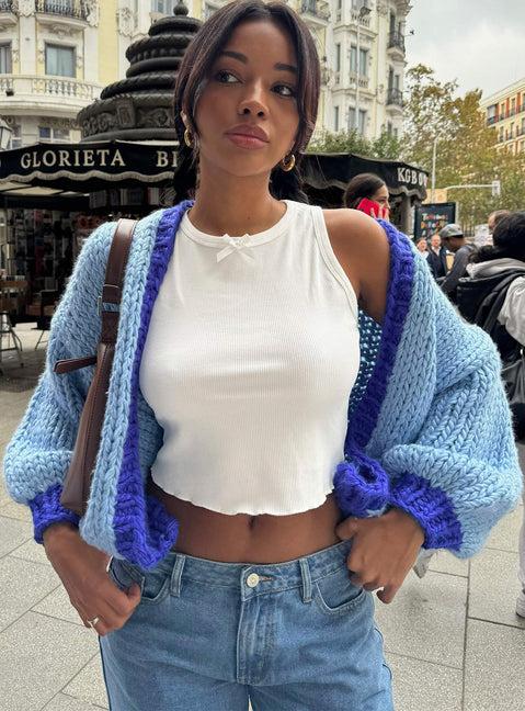 Lester Knit Cardigan Blue Product Image