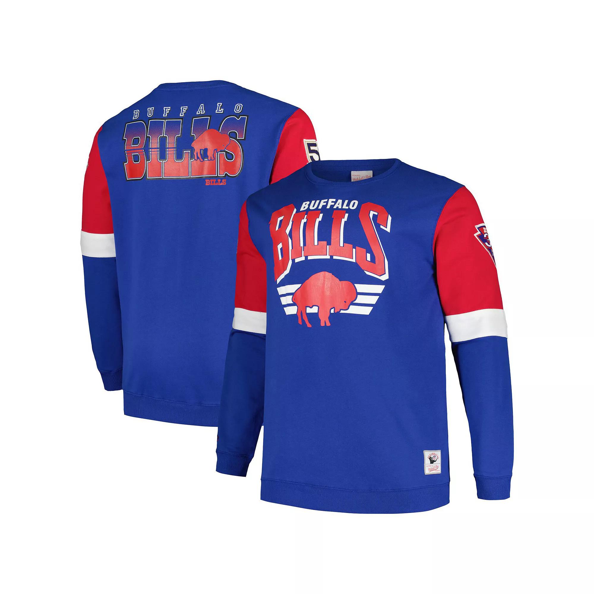 Men's Mitchell & Ness Royal Buffalo Bills Big & Tall Fleece Pullover Sweatshirt,  Product Image