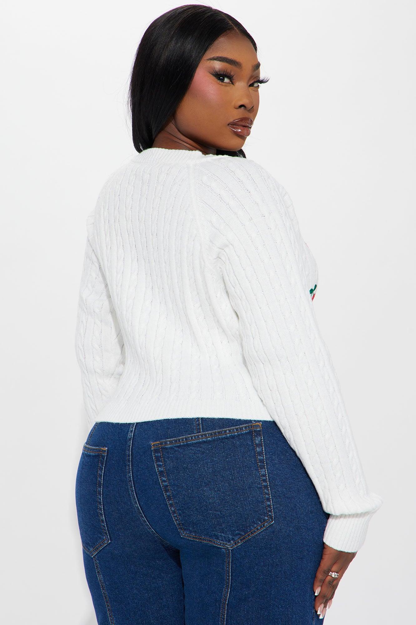 Cherry Season Cardigan - Ivory/combo Product Image