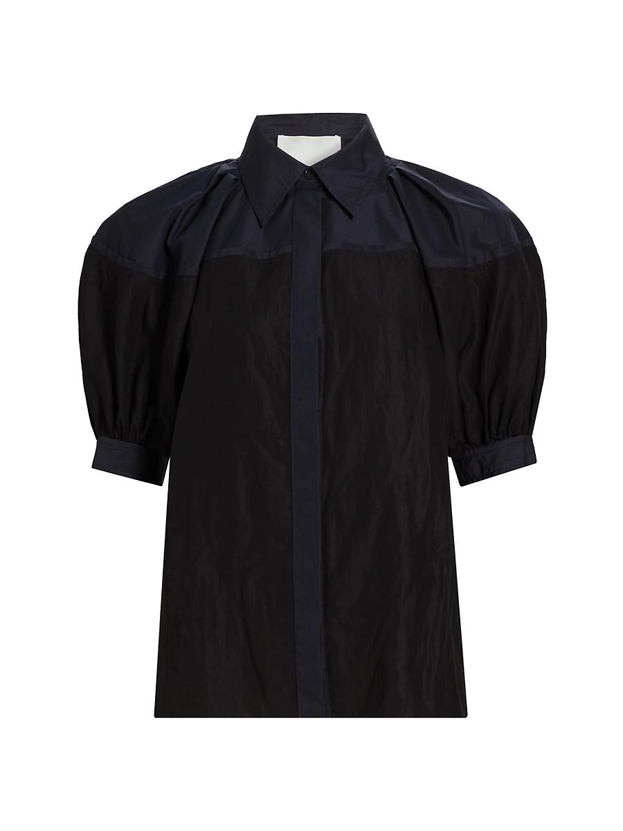 Womens Poplin Balloon-Sleeve Shirt Product Image