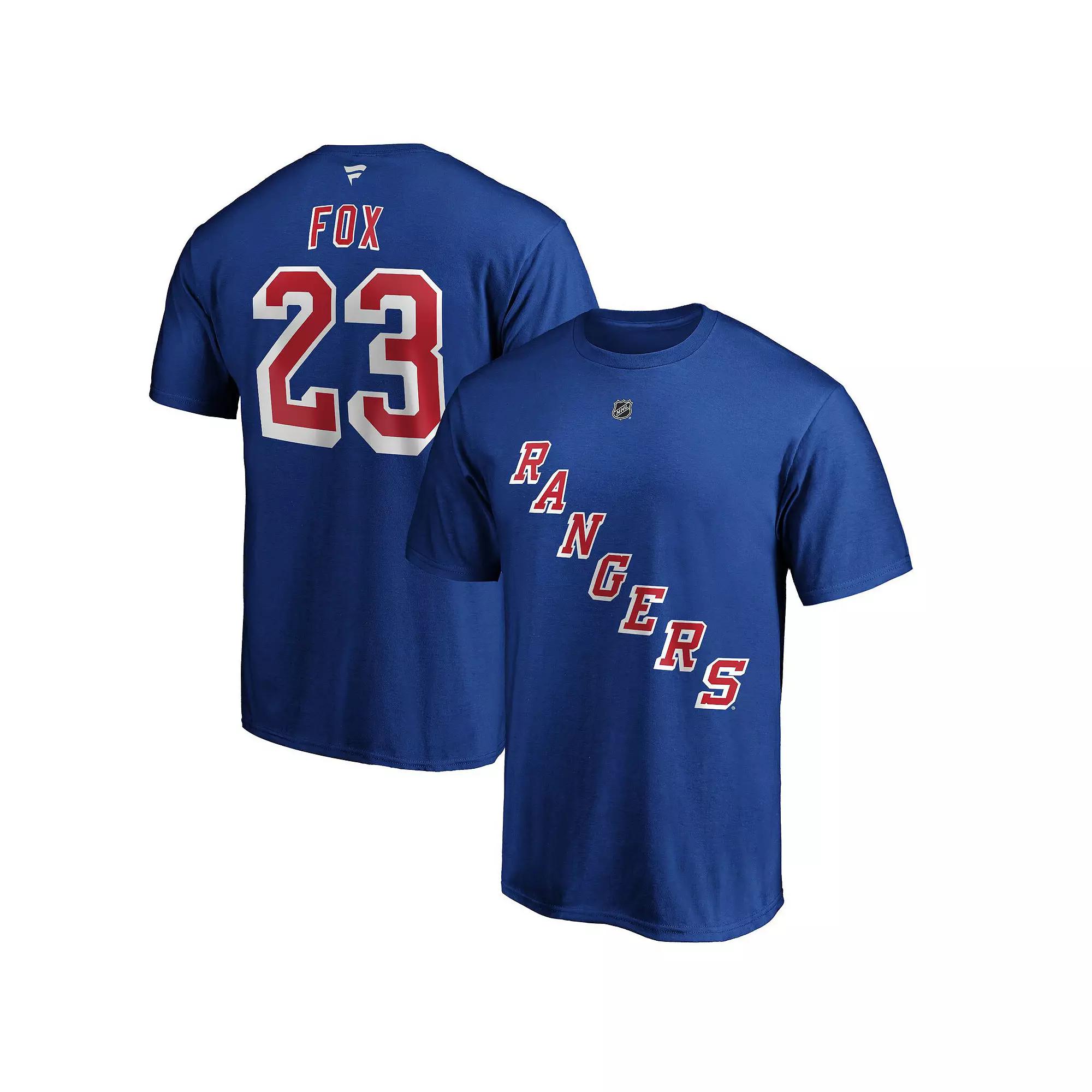 Men's Fanatics Branded Adam Fox Blue New York Rangers Authentic Stack Name & Number T-Shirt,  Product Image