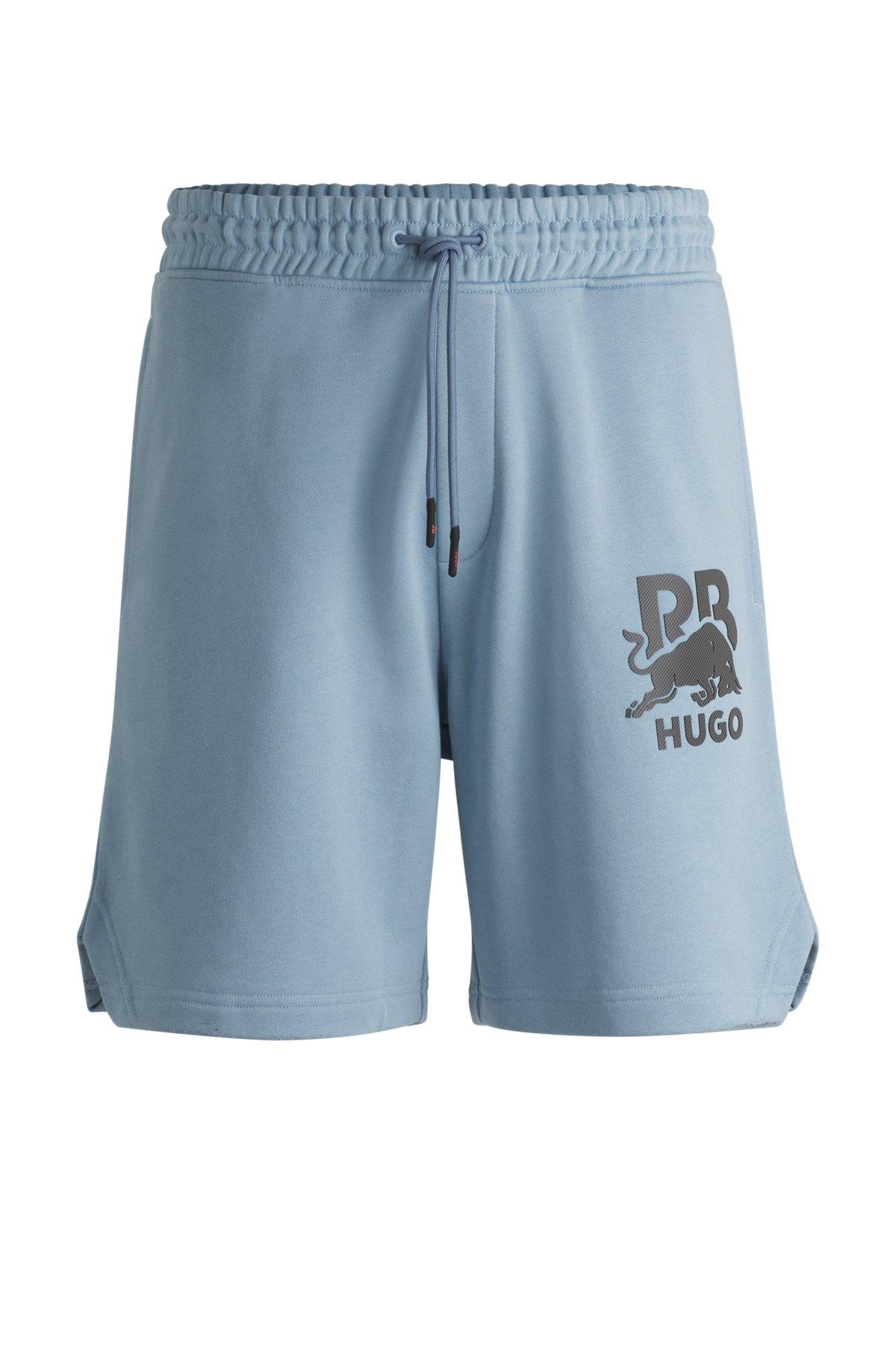 HUGO x RB cotton-terry shorts with carbon stealth logo Product Image