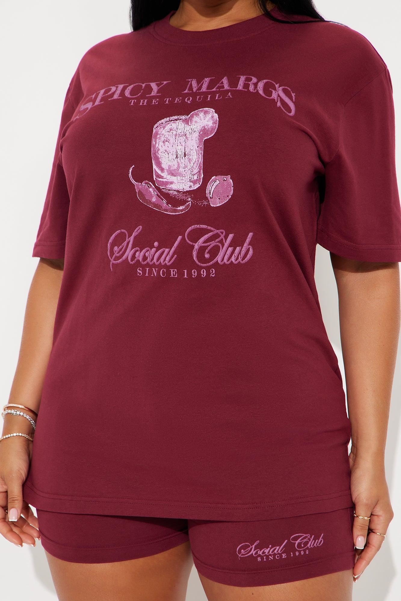 Margs Social Club Short Set - Burgundy Female Product Image