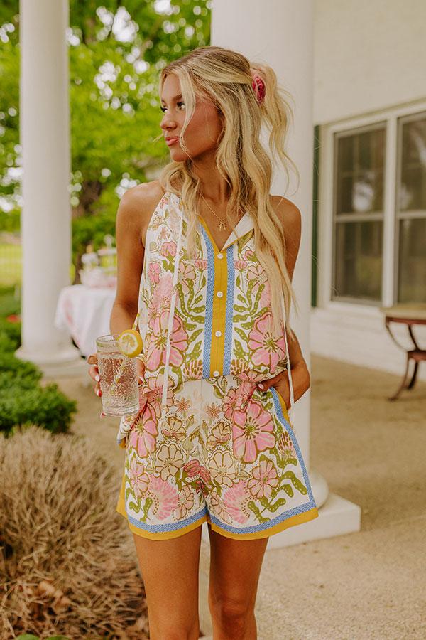 Santorini Daydream Linen-Blend Tank in Pink Product Image