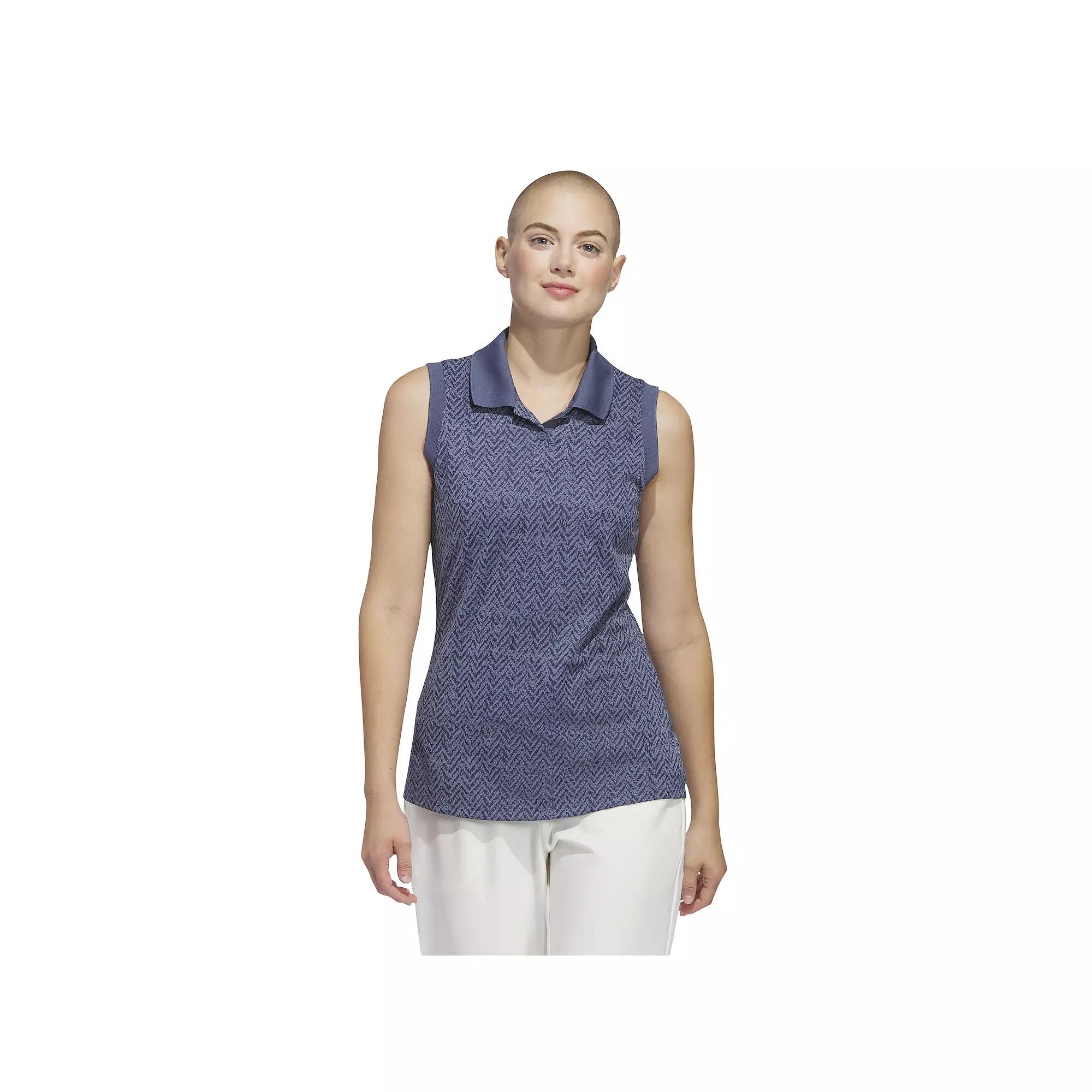 Women's adidas Ultimate365 Jacquard Sleeveless Polo Golf Shirt,  Product Image