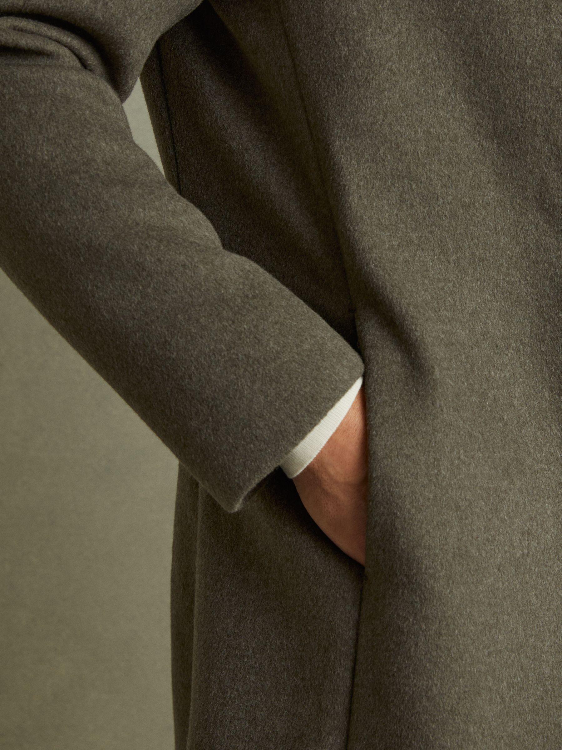 Wool Blend Single Breasted Overcoat in Green Smoke Product Image