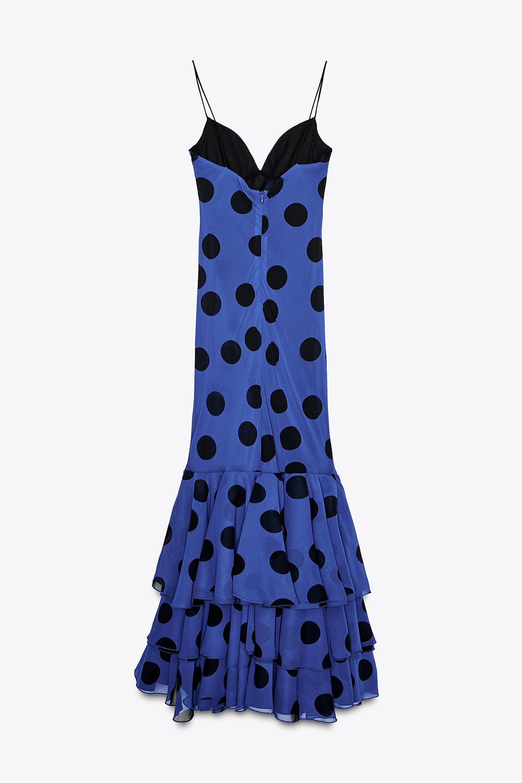 POLKA DOT RUFFLE LONG DRESS Product Image