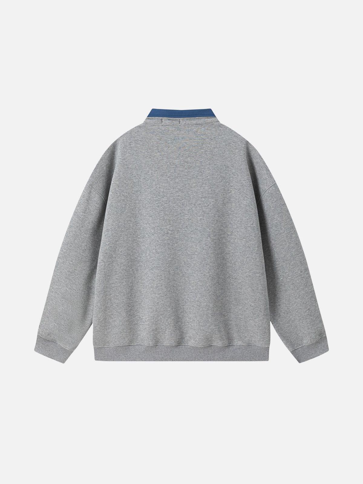 Aelfric Eden Color Blocking Double Collar Sweatshirt Product Image