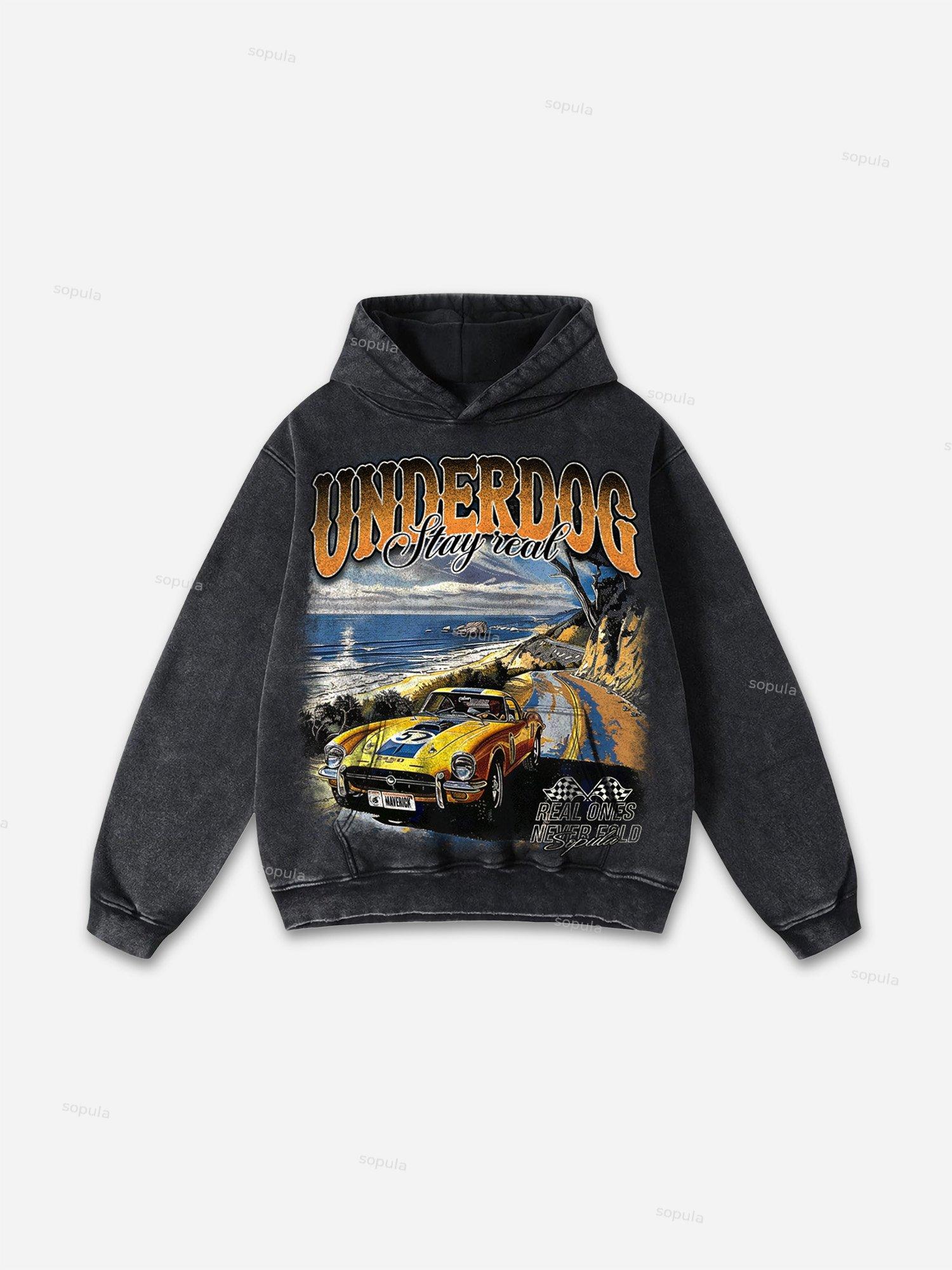 Underdog Old Vintage Racing Graphic Washed Hoodie Product Image